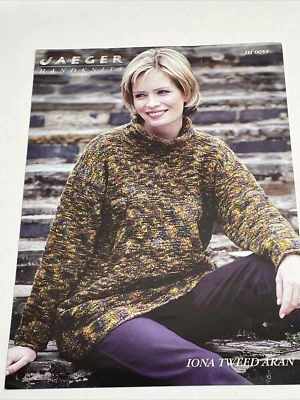Jaeger Handknits Iona Tweed Aran Sweater Knitting Pattern JH0059 - Image 1 of 4