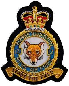 No. 12 Bomber Squadron Royal Air Force GOLD WIRED Patch Badge - MOD LICENSED - Picture 1 of 5