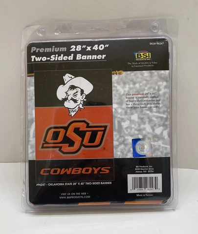 New! Oklahoma State Cowboys Premium Double-Sided Banner 28" x 40" by BSI, OSU Cover