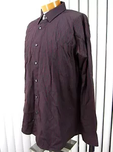 APT 9 CAMICIA MANICA LUNGA NUOVA CON ETICHETTE TAGLIA XXL 2XL NERO ROSSO MARRONE A RIGHE - Foto 1 di 8