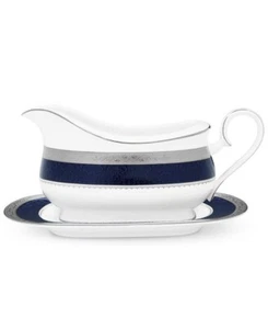 Noritake Odessa Platinum Gravy Boat W/ Under Tray, NEW - Picture 1 of 10