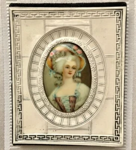 RITRATTO DI SIGNORA FRANCESE VINTAGE IN CORNICE CELLULOIDE - Foto 1 di 2