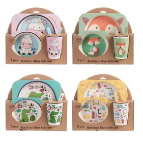 5 Tlg Kindergeschirr-Set Geschirr Set Becher, Schüssel, Teller, Löffel & Gabel - Bild 1 von 15