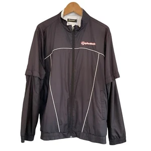 TaylorMade wandelbare langärmelige Windbreaker Jacke durchgehender Reißverschluss Flagge Herren O/Large - Bild 1 von 18