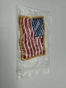 American Flag, Wavy Gold USA Embroidered Patch — Iron On - Picture 1 of 4