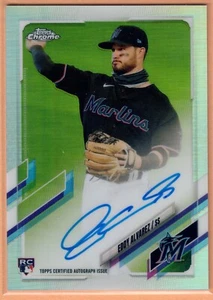 2021 Topps Chrome Eddy Alvarez Refractor Auto Rookie RC #/499 Marlins Team USA - Picture 1 of 2