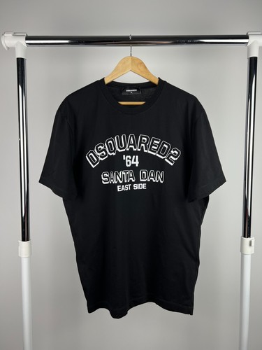 T shirt nera uomo Dsquared2 Santa Dan vestibilità regolare taglia XL