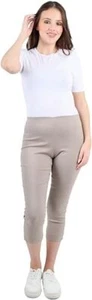Women's Ladies Plain Italian Magic Trousers Pants Summer Stretchy Capri Trousers - Picture 1 of 11