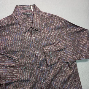 Brandini Shirt Mens Large Purple Multicolor Paisley Vertical Stripe Long Sleeve - Picture 1 of 8