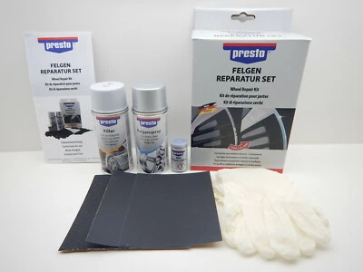 PRESTO FELGEN REPARIEREN REPARATUR SET FELGENLACK LACK FELGE ALUFELGEN  - Bild 1 von 4