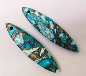 2 pezzi 42x10x4 mm blu mare sedimenti marini diaspro marchesa pendente perline QQ440 - Foto 1 di 1