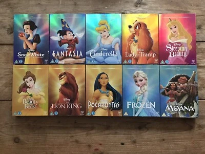 10 x Disney Classics with O Ring Slip Cover DVD Bundle - Cinderella Frozen Moana - Image 1 of 4