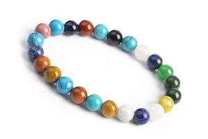 Pulsera de piedra mixta de 7-8 mm grado AAA cuentas de piedra redondas de 7" - Imagen 1 de 3