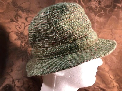 Sombrero fedora vintage de tweed "Irish Mist" tipo lana, talla M, sin marca, hecho en EE. UU.  Foto 1 de 4