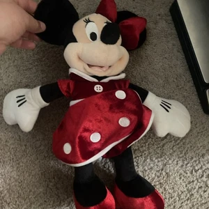 Disney Store Minnie Mouse Christmas Holiday Plush 17” Red Dress Dated 2014 - Picture 1 of 2