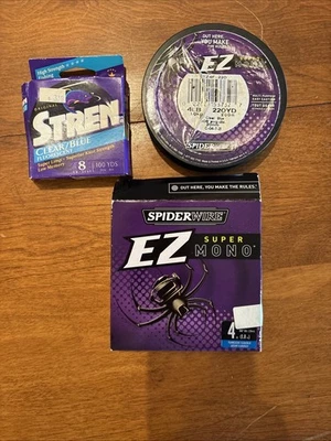 Лот из 3 Spiderwire SuperMono рыболовная леска 2 x 220 ярдов 4 фунта 1 x 100 ярдов 8 фунтов 🔥!!️ - Изображение 1 из 4