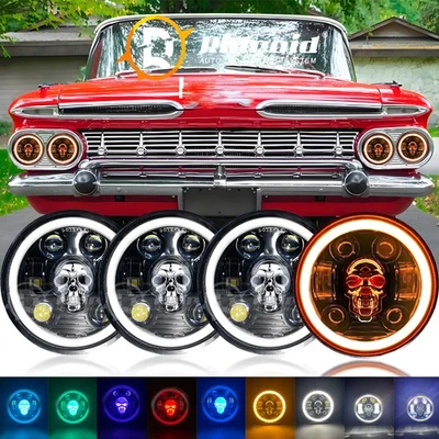 5.75" LED RGB Headlights Halo Ring DRL Combo For Chevy Impala El Camino Estate Foto 1 de 4