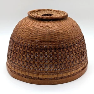 Vintage Wicker Hanging Lampshade Woven Rattan Bell Shape Pendant Light 9.5"x6.5" - Picture 1 of 8