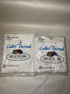 Vtg Fruit Of The Loom Ladies Thermal White Top Snowflake Bottom XL 1984 USA - Picture 1 of 13