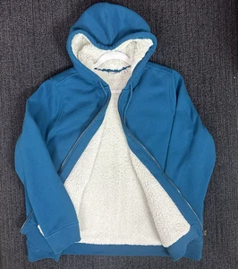 L.L. Bean Hoodie Sweatshirt Fleece Sherpa Lined Blue Womens Size 2X Full Zip - Picture 1 of 5