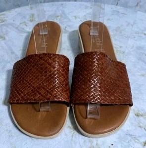 Bertuchi Spain 39 Women's Sz 8M Shoes Brown Leather Comfort Slides Wedge Sandals - Picture 1 of 8