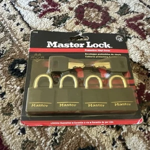 Master Lock 131Q Covered Padlock with Key, Black, 4 Pack - Picture 1 of 4