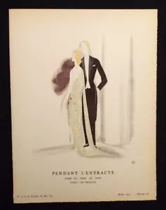 Vintage French 1922 Bon Ton Du Gazette Pochoir Print Eduardo Garcia Benito - Picture 1 of 6
