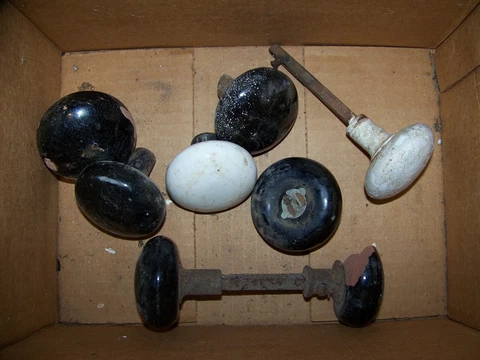 Antique Lot Door Handle Porcelain Doorknobs Salvage Cover