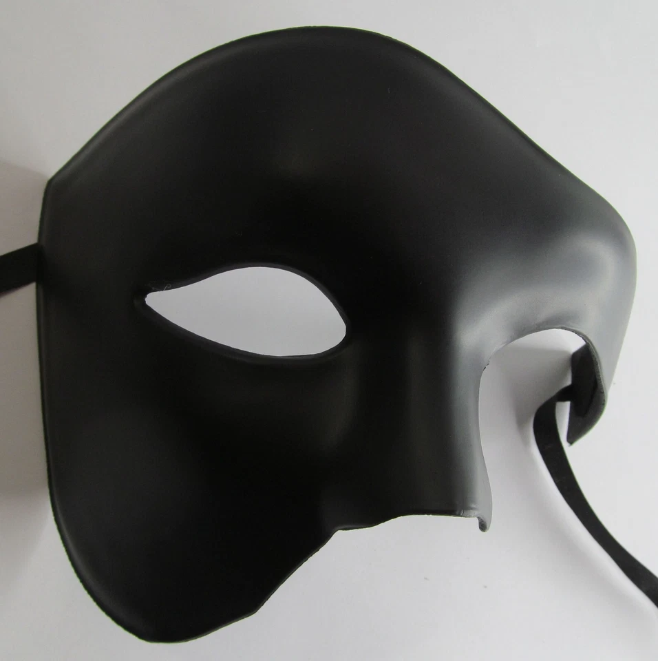 PHANTOM OF THE OPERA HALF FACE MATTE BLACK VENETIAN MASQUERADE PARTY/ BALL MASK - Image 1 of 2