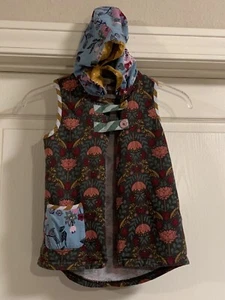 Matilda Jane Girls Vest Sz 8 Hooded Pocket Floral Jacket Outerwear Patterned - Picture 1 of 5