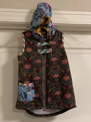 Matilda Jane Girls Vest Sz 8 Hooded Pocket Floral Jacket Outerwear Patterned - Image 1 of 4