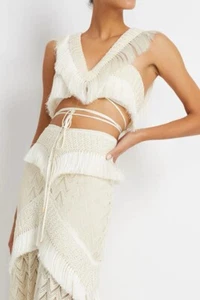 PatBO Fringe Trim Cropped Top Bone Summer Resort 4 NWOT $425 - Picture 1 of 11