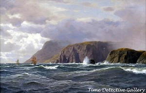 "Sailors in Front of a Coastal Landscape" by von Eckenbrecher - Art Print - Picture 1 of 1