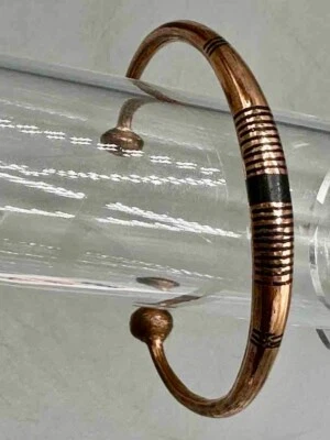 Tuareg Single Bar Multiple Stripe Inlay Copper Bracelet - Image 1 of 4