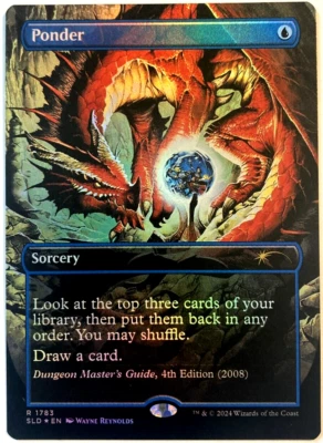 MTG Ponder RAINBOW FOIL Secret Lair Dungeons & Dragons 50th Anniversary 1783 NM - Image 1 of 4