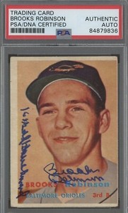 Brooks Robinson HOF Signed 1957 Topps #328 RC Rookie AUTO PSA/DNA