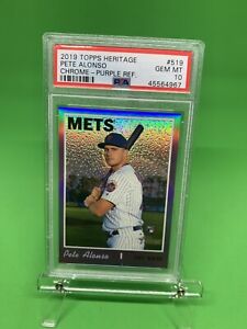2019 Topps Heritage Chrome Pete Alonso Purple Refractor High Number PSA 10