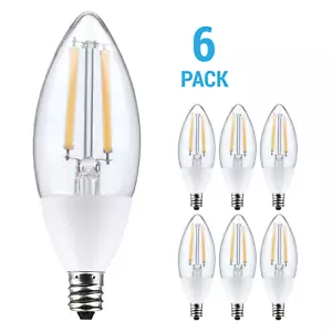 Pack Vintage LED Dusk to Dawn 120V 5W 60W B11 Candelabra E12 5000K Natural Light - Picture 1 of 11