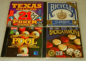 4 Lot PC Kartenspiele - Texas Hold'em Champ Pool Bicycle Classic Karten Backgammon - Bild 1 von 2