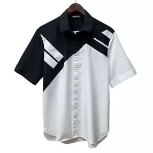 Neil Barrett Short Sleeve Button-Up Poplin Shirt - Men, White/Black, 41 - Picture 1 of 9