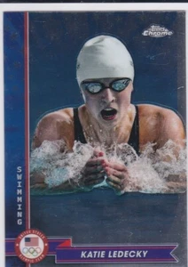 KATIE LEDECKY Topps Chrome TEAM USA Swimming Olympics Card GOLD MEDALS ~ GOAT! - Picture 1 of 2