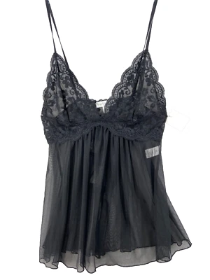 In Bloom by Jonquil Lingerie Sz Medium Black Sheer Teddy w/ Panties Lace Nighty - Image 1 of 4