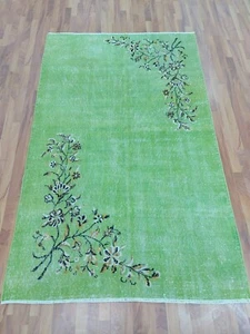 5X8 Green Corner Flower Carpet Rug Kitchen Rug Livingroom Rug Hand Bedroom Rug - Picture 1 of 20