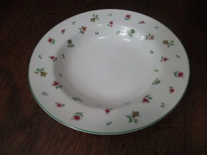 VTG WYNDHAM FINE CHINA HTF "CAROLINE" PATTERN 8 1/2" GREEN RIMMED SOUP BOWL-MIJ - Picture 1 of 12