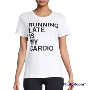 Prince Peter Sport White And Black Running Late Is My Cardio Graphic Tshirt Sz M - Picture 1 of 8