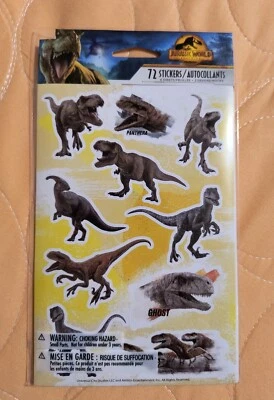 Pegatinas de dinosaurios Jurassic World 72ct.  (6 Hojas) 2 Diseño/Motivos NUEVO Envío Gratis Foto 1 de 4