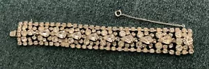Vintage 50er Jahre Kramer of NY klar Strass Rhodium Platte Armband BREIT - Bild 1 von 19