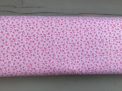 Pink white ditsy floral Polycotton baby dress craft quilting bunting 58" fabric - image 1 of 3