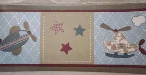 pro flyer airplane wall border baby martex partial roll prepasted 13 feet new - Picture 1 of 2