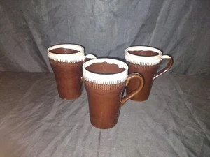 Lot Of Vintage Japan Brown Drip Tall Coffee Cups - Picture 1 of 7